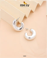 C-Type Stud Earrings Silver - Zeesy Jewellery