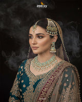 Dynasty Bridal Necklace Set Golden Feroza - Zeesy Jewellery