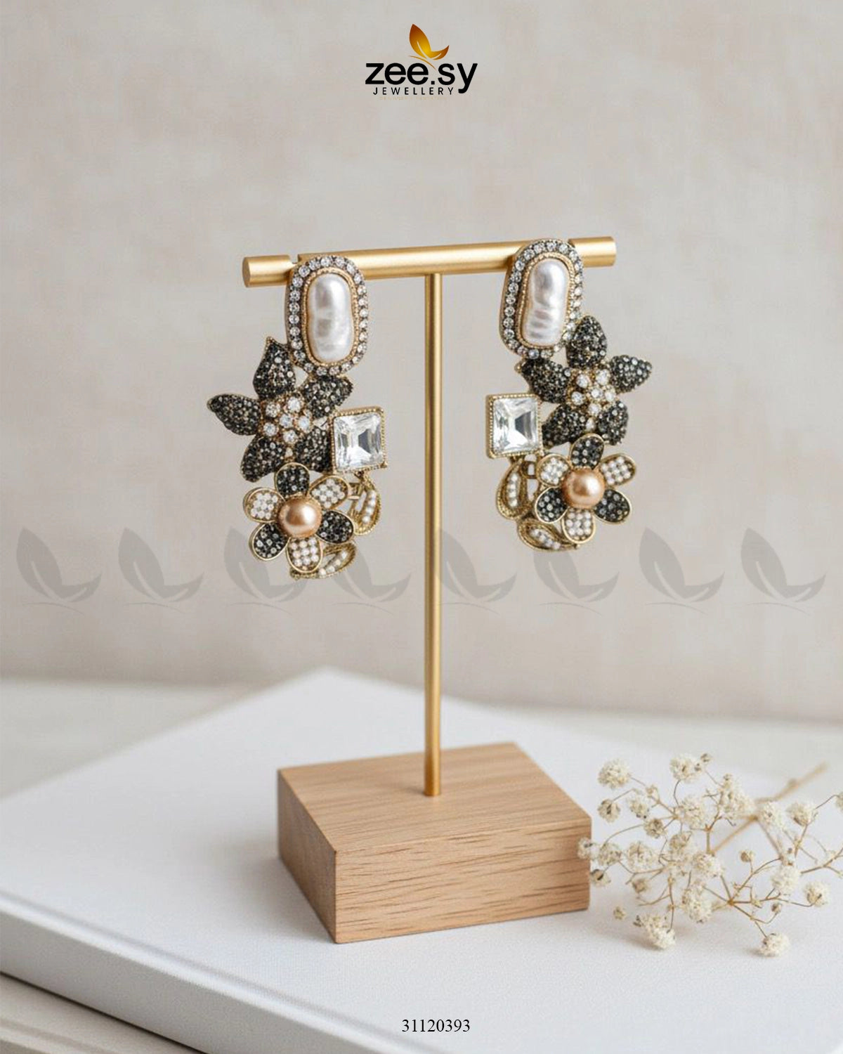 Baroque Garden Cluster Earrings Metallic - Zeesy Jewellery