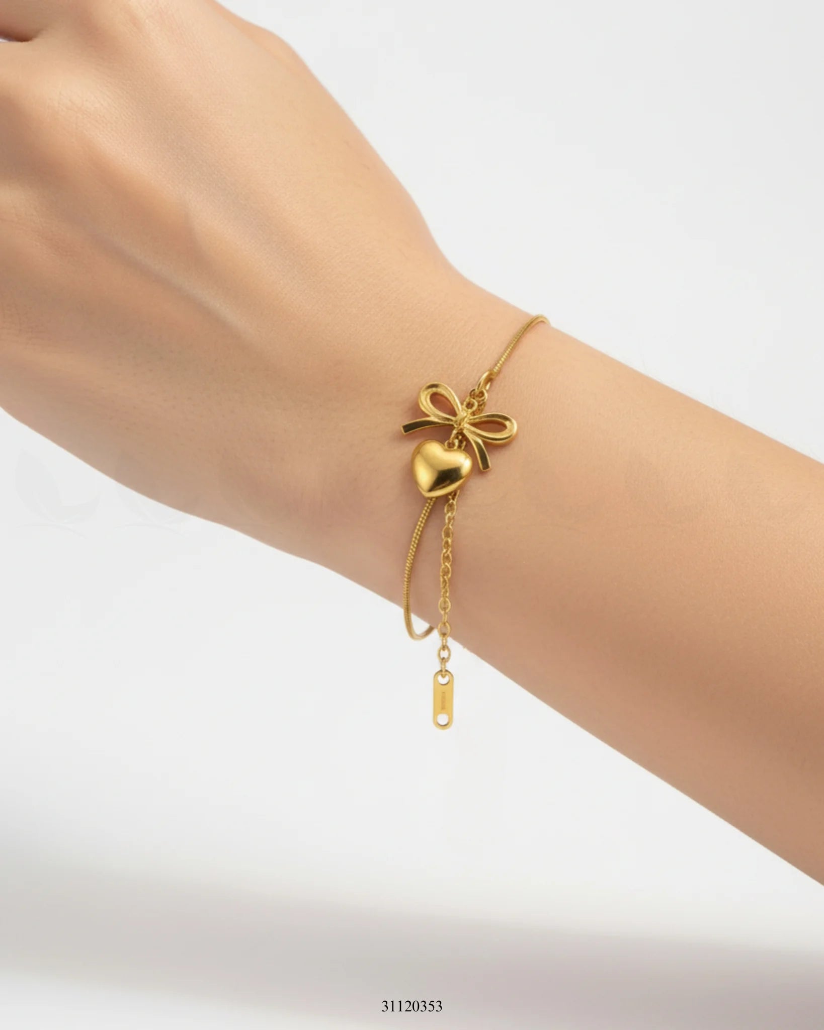 Puffed Heart Ribbon Bow Bracelet - Zeesy Jewellery