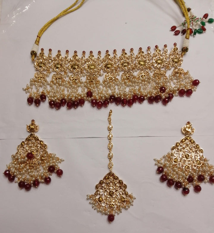 Cinnabar Bold Pearl Necklace Set Necklace Sets - Zeesy Jewellery Pakistan | Premium Artificial & Imitation Jewellery
