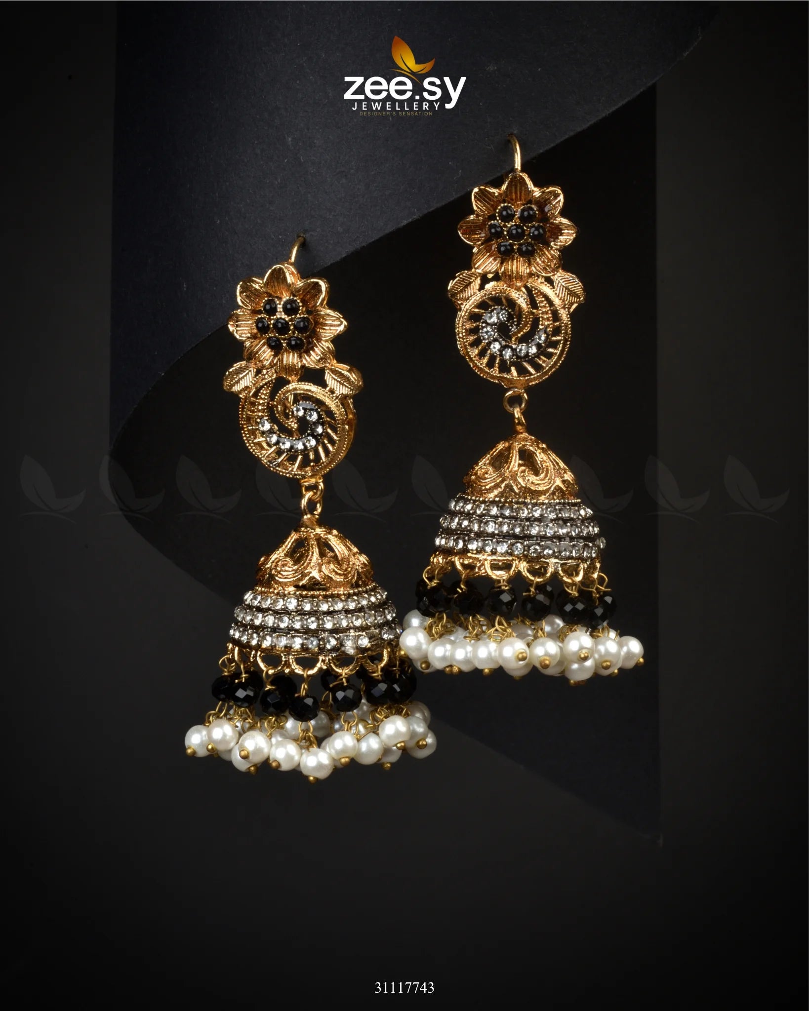 Fern Earrings Black - Zeesy Jewellery