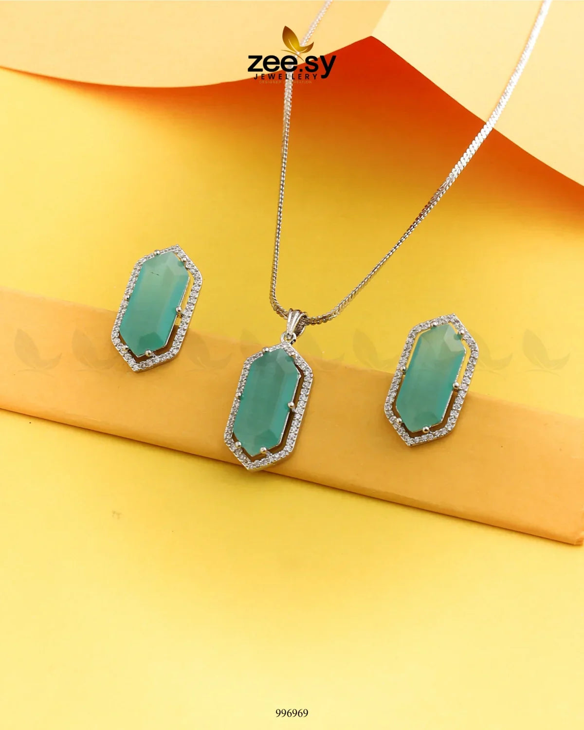 Jade Pendant set Mint Green - Zeesy Jewellery