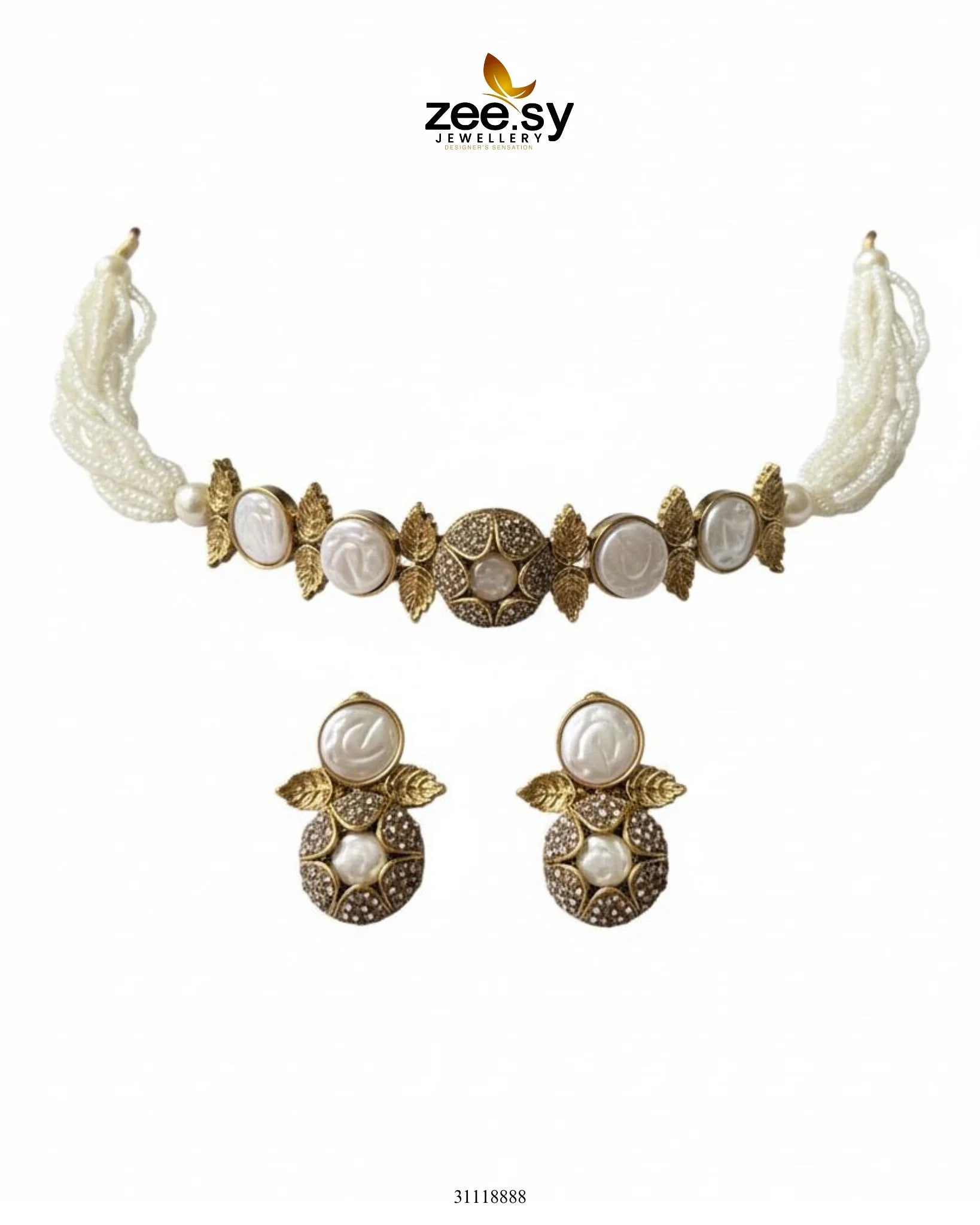 Crest Choker Necklace Set - Zeesy Jewellery