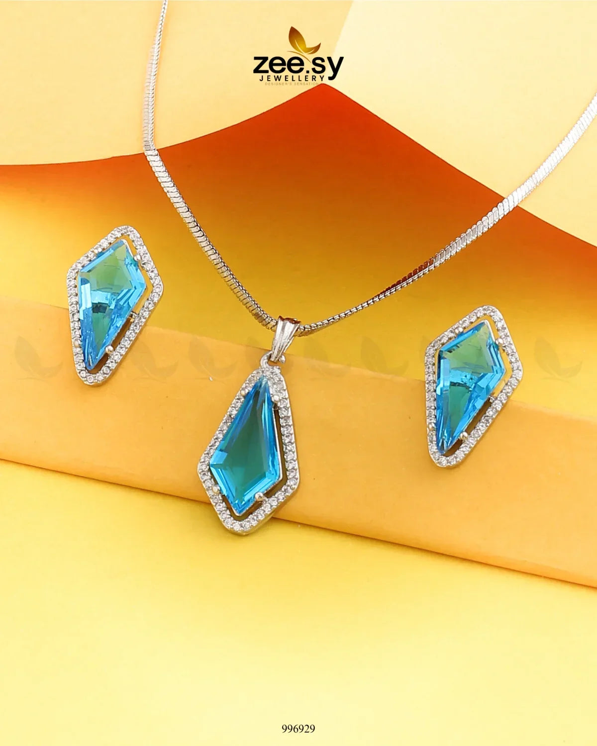Gladiolus Pendant Set Ocean Blue - Zeesy Jewellery