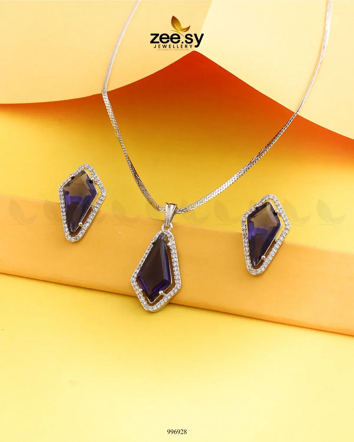 Gladiolus Pendant Set Purple - Zeesy Jewellery
