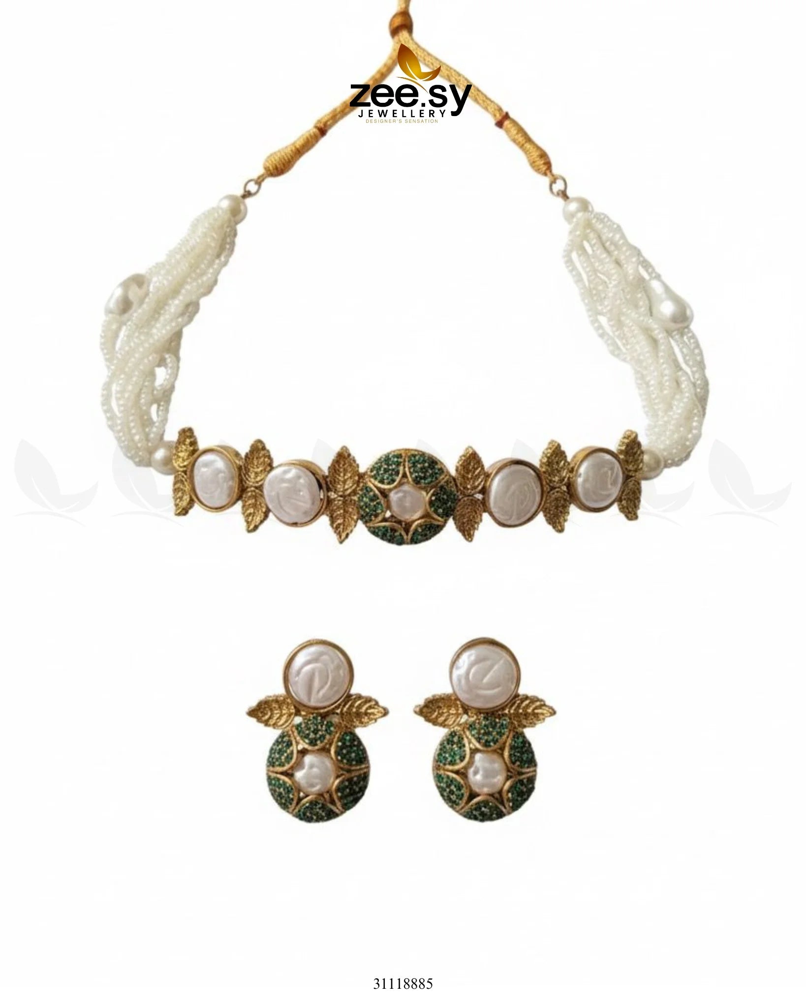 Crest Choker Necklace Set - Zeesy Jewellery
