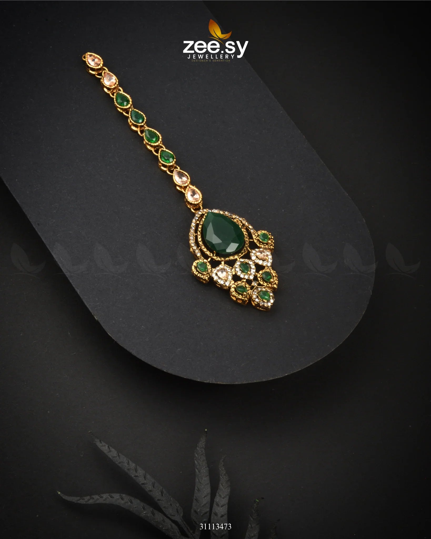 Saphira Bindiya Golden Green - Zeesy Jewellery