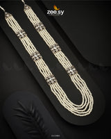 Heritage Malla Regal Necklace Silver White - Zeesy Jewellery
