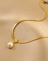 Coda Pearl Snake Chain Necklace - Zeesy Jewellery