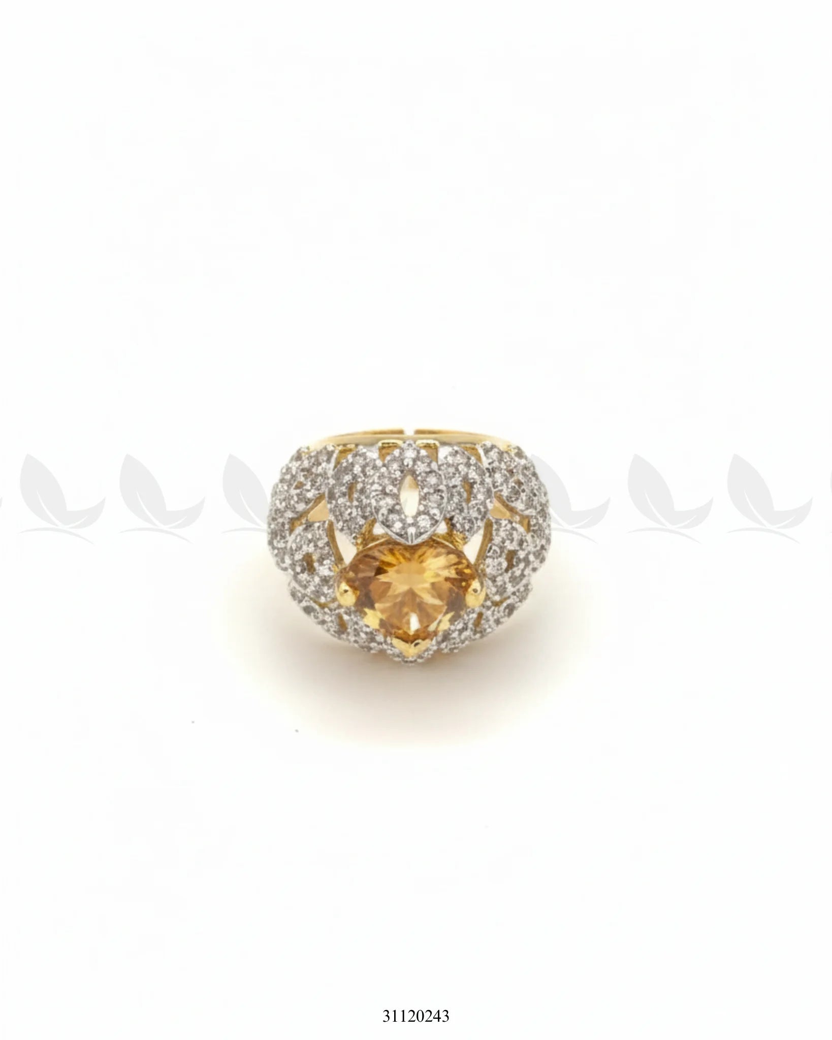 Ornate Dazzling Filigree Dome Ring Champagne - Zeesy Jewellery
