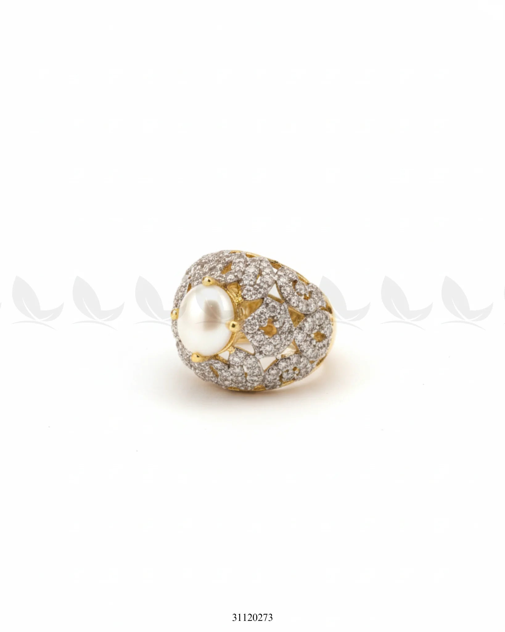 Ornate Dazzling Filigree Dome Ring Pearl - Zeesy Jewellery