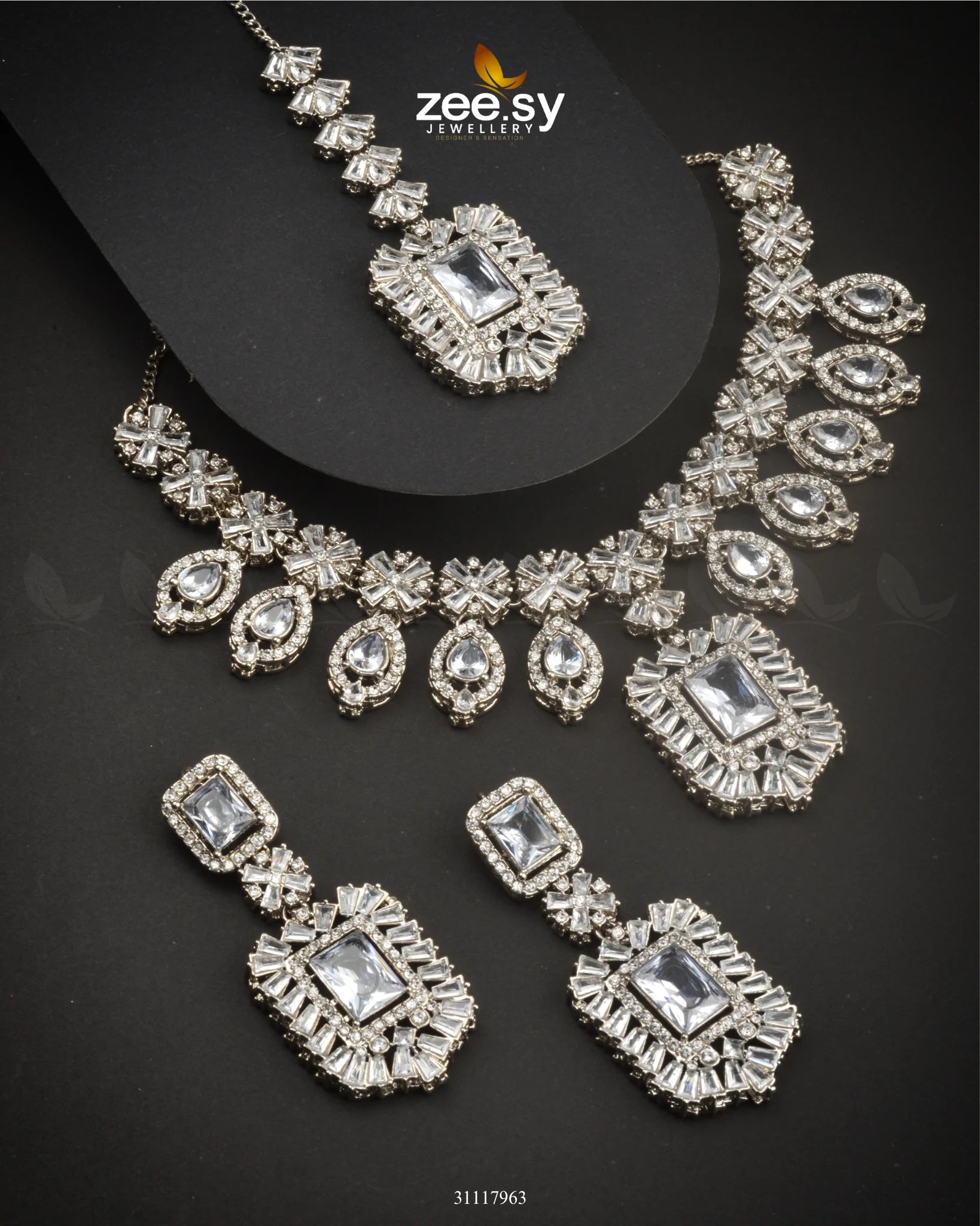 Wave Necklace Set Silver - Zeesy Jewellery