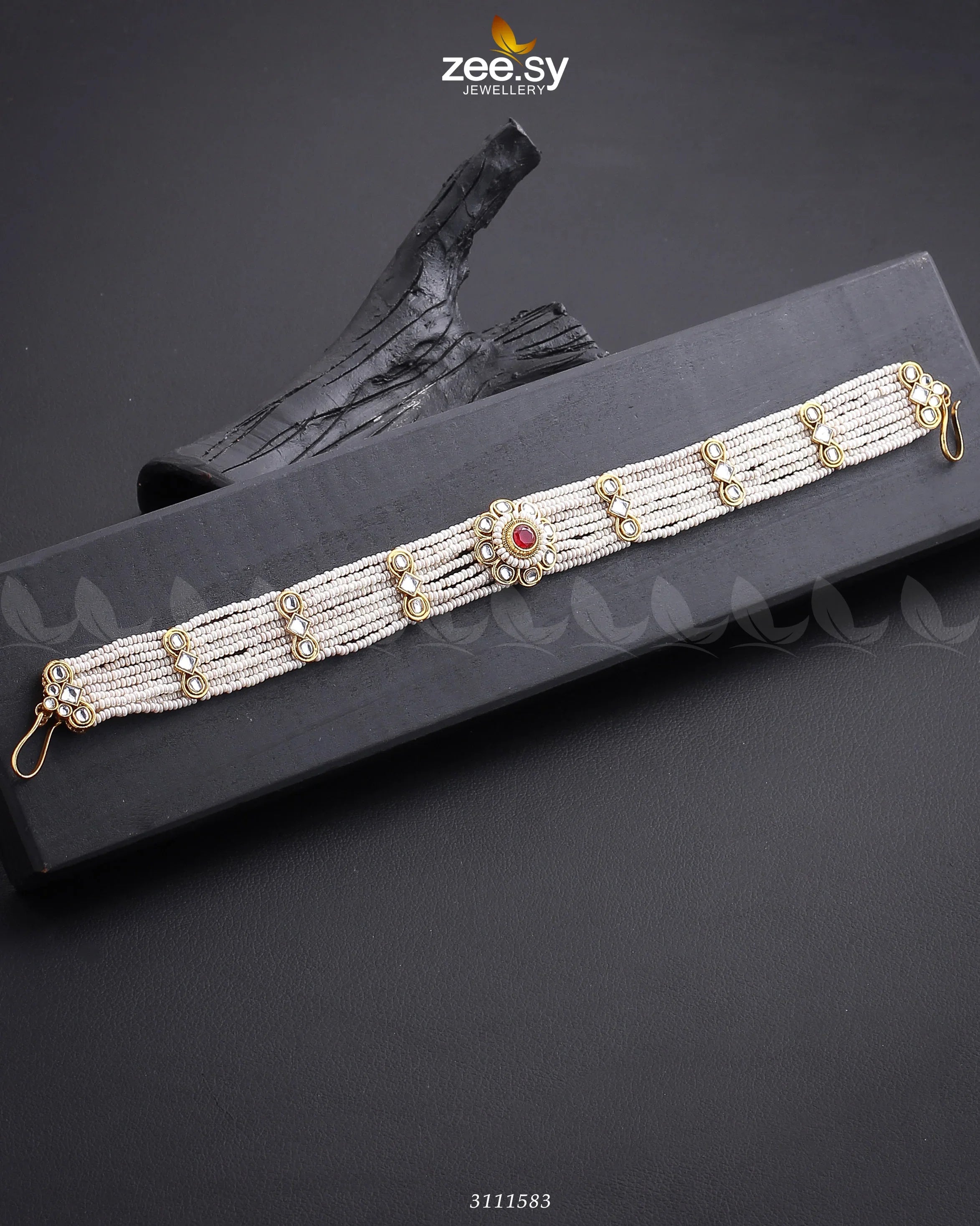 Precious Multi Royal Sheesh Patti Pearl Red - Zeesy Jewellery