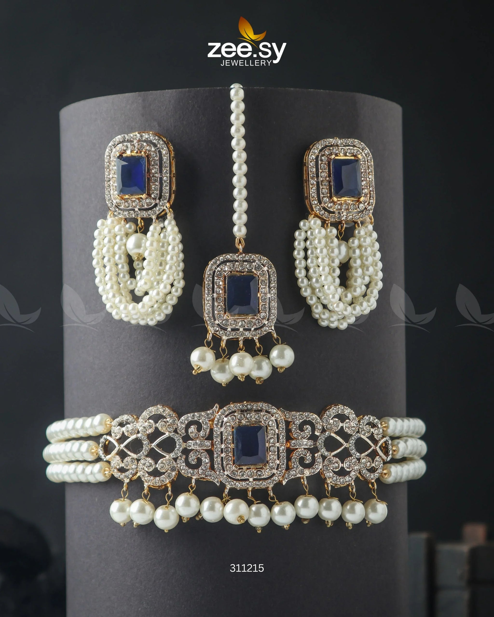 Marasim Choker Necklace Blue - Zeesy Jewellery