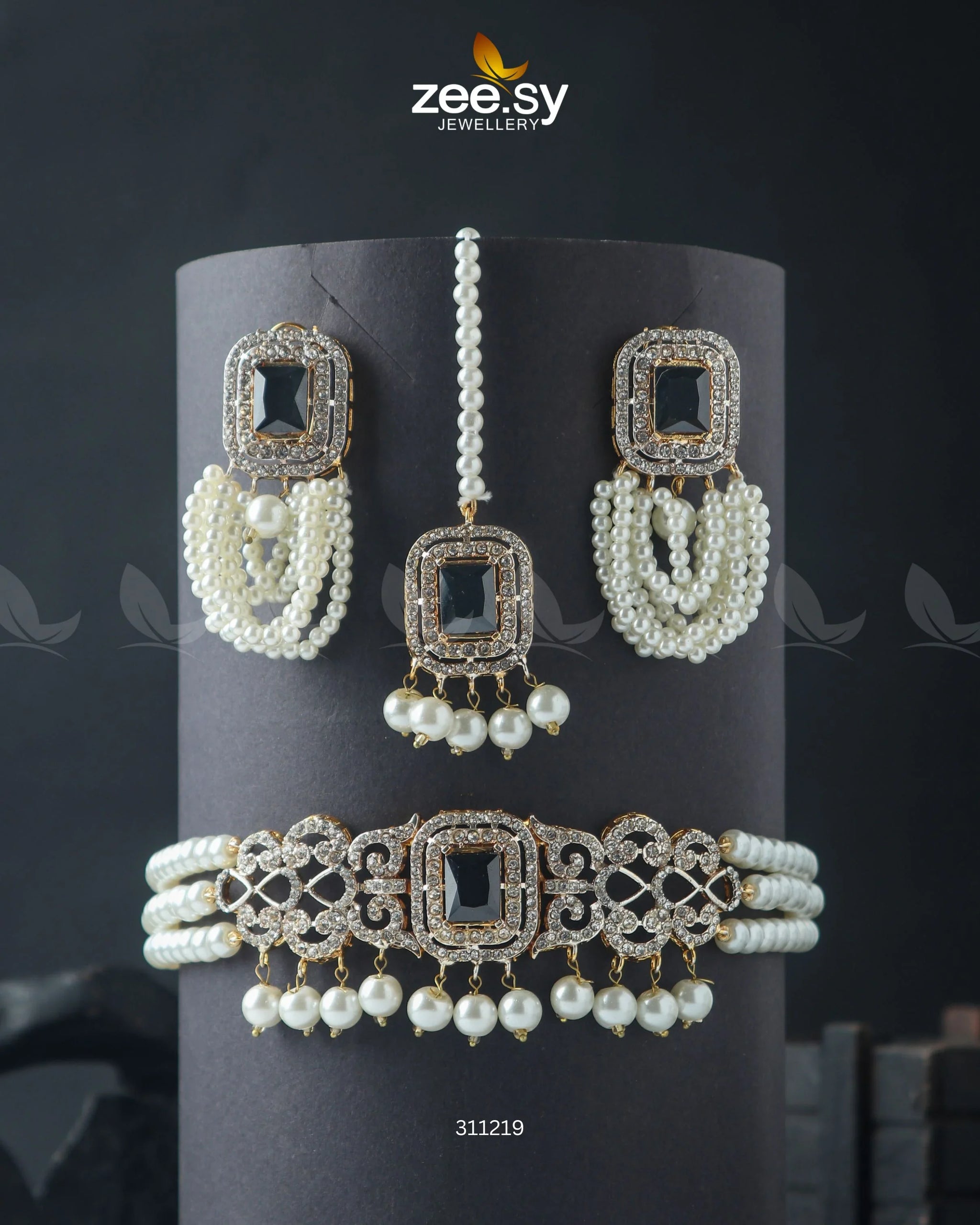 Marasim Choker Necklace Golden Black - Zeesy Jewellery