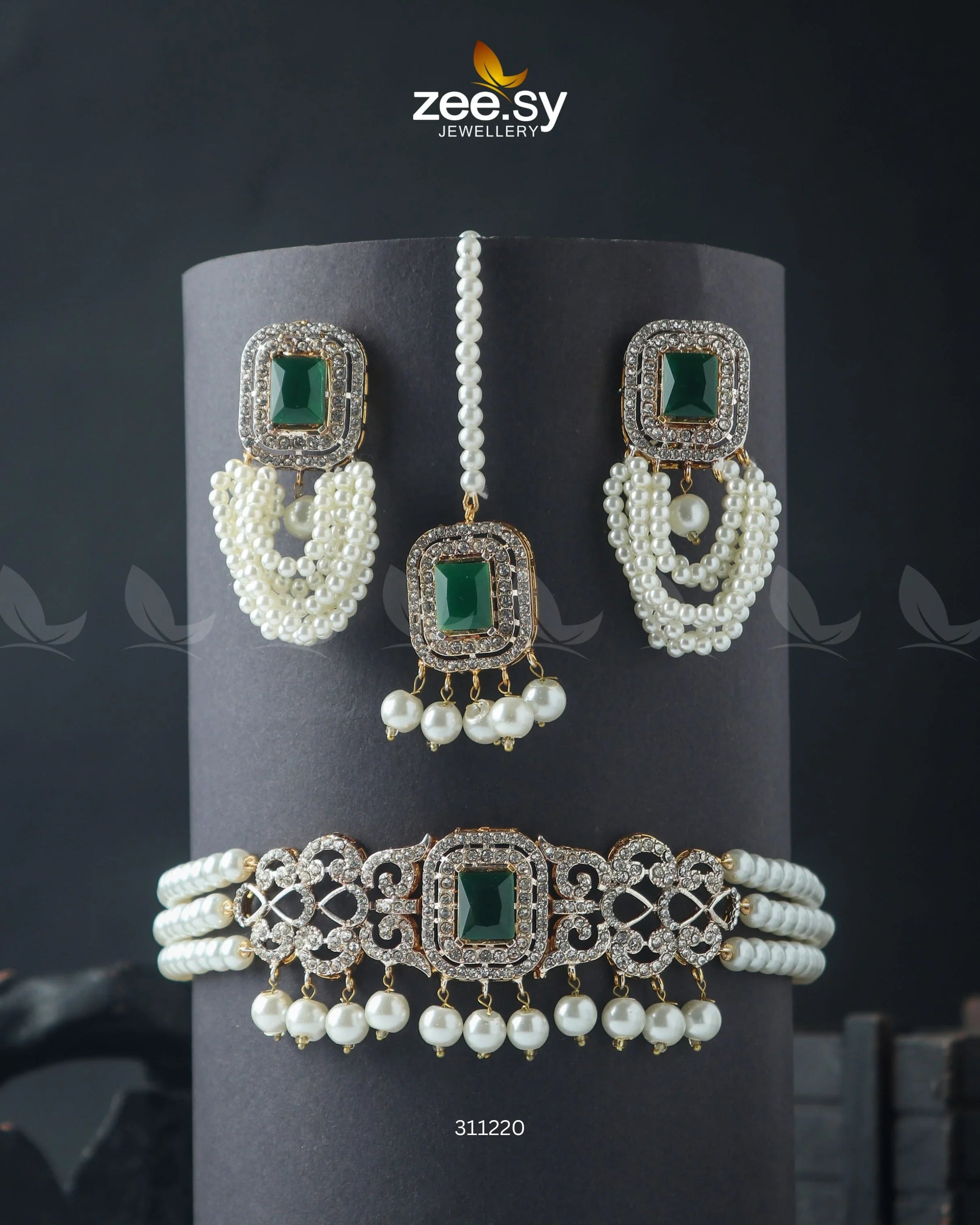 Marasim Choker Necklace Green - Zeesy Jewellery