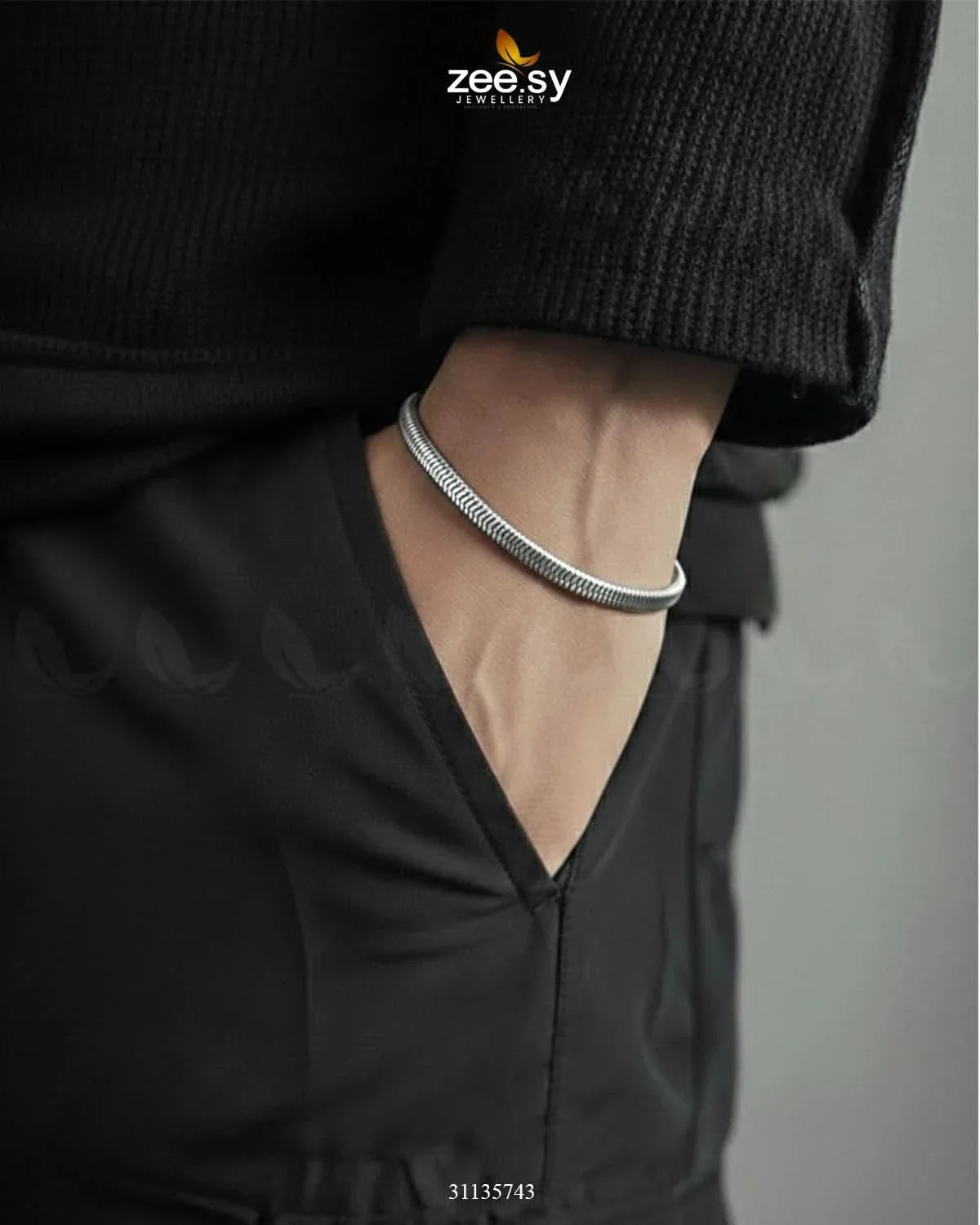 Classic Medium Herringbone Bracelet for Men - Zeesy.pk