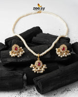 Estuary Petite Floral Necklace Set Red - Zeesy Jewellery
