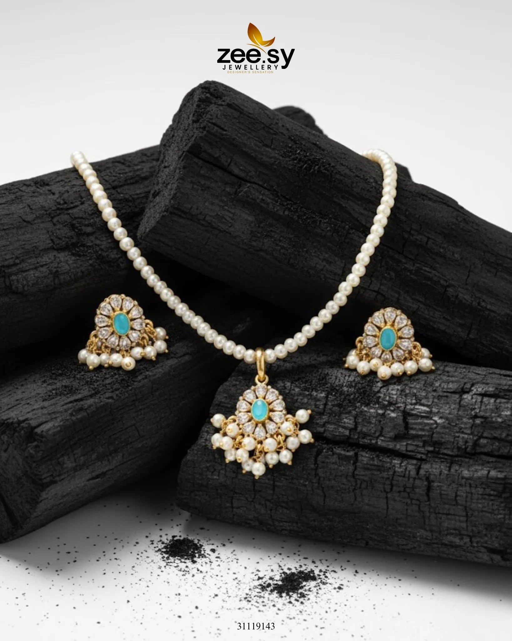 Estuary Petite Floral Necklace Set Feroza - Zeesy Jewellery