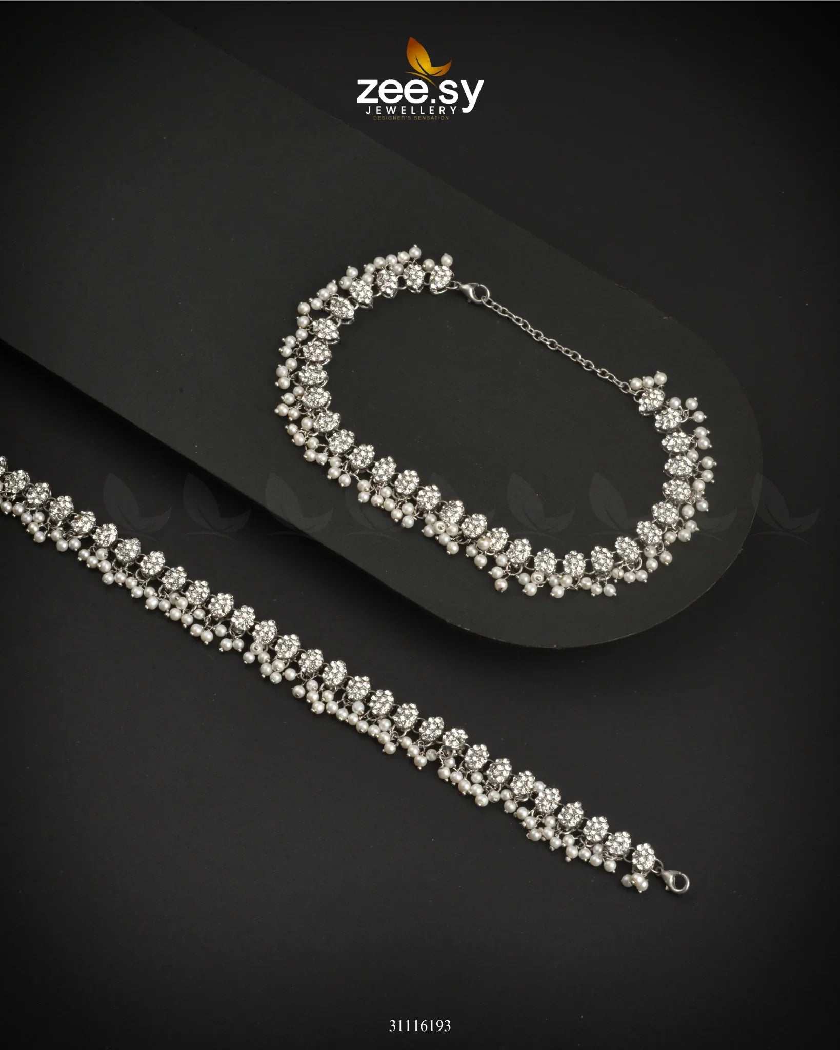 Zephyr Delicate Shimmer Anklets Silver - Zeesy Jewellery