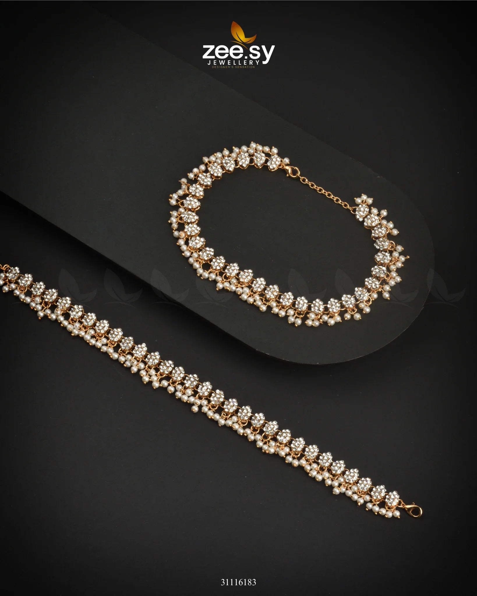 Zephyr Delicate Shimmer Anklets Pearl - Zeesy Jewellery