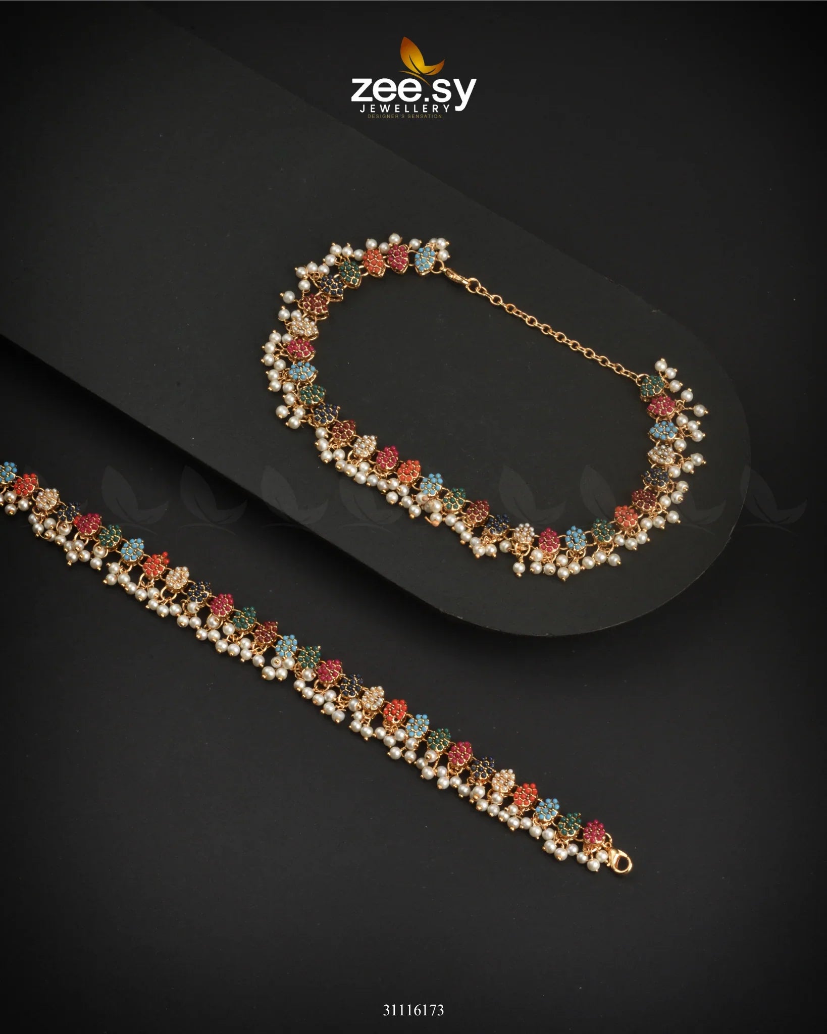 Zephyr Delicate Shimmer Anklets Multi - Zeesy Jewellery
