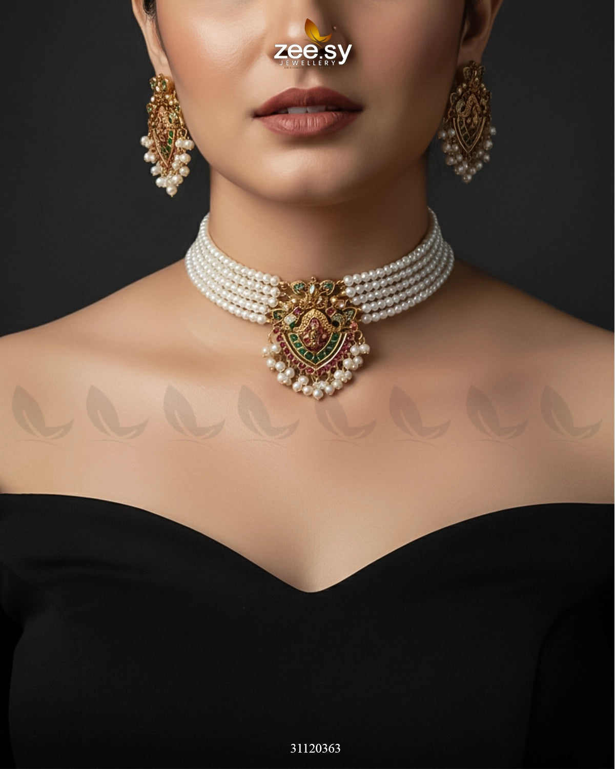 Zarrin Panna Pearl Choker Set - Zeesy Jewellery