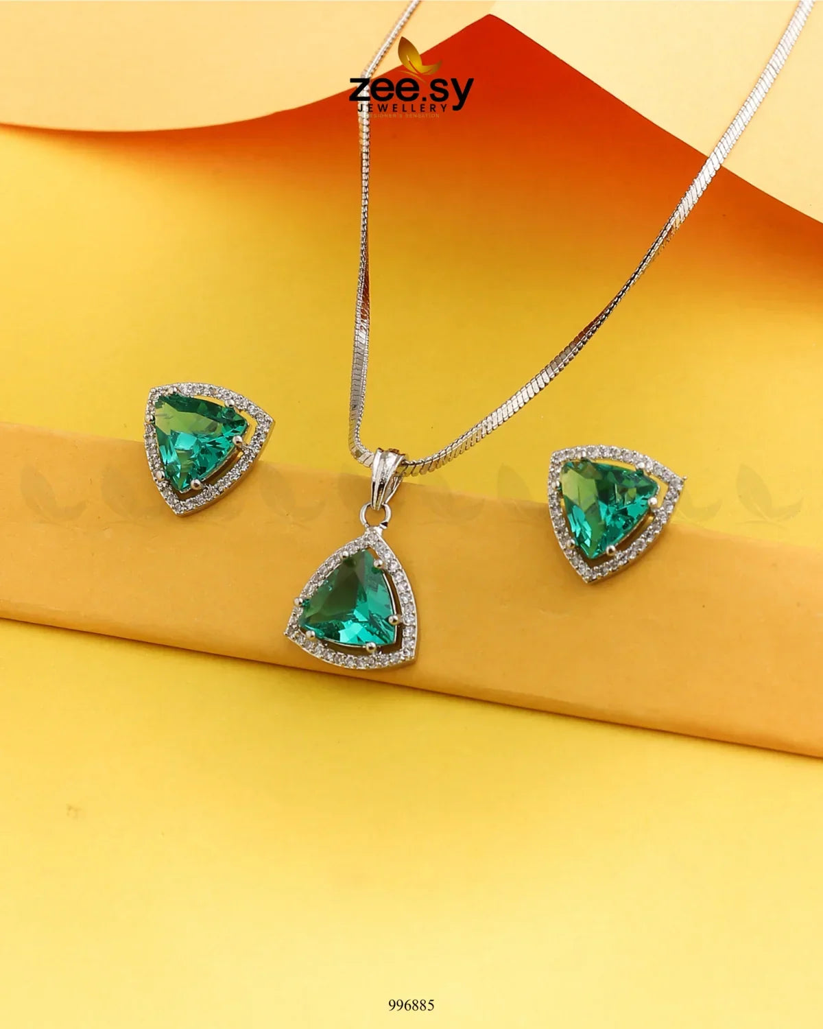 Triad Pendant Set Teal - Zeesy Jewellery