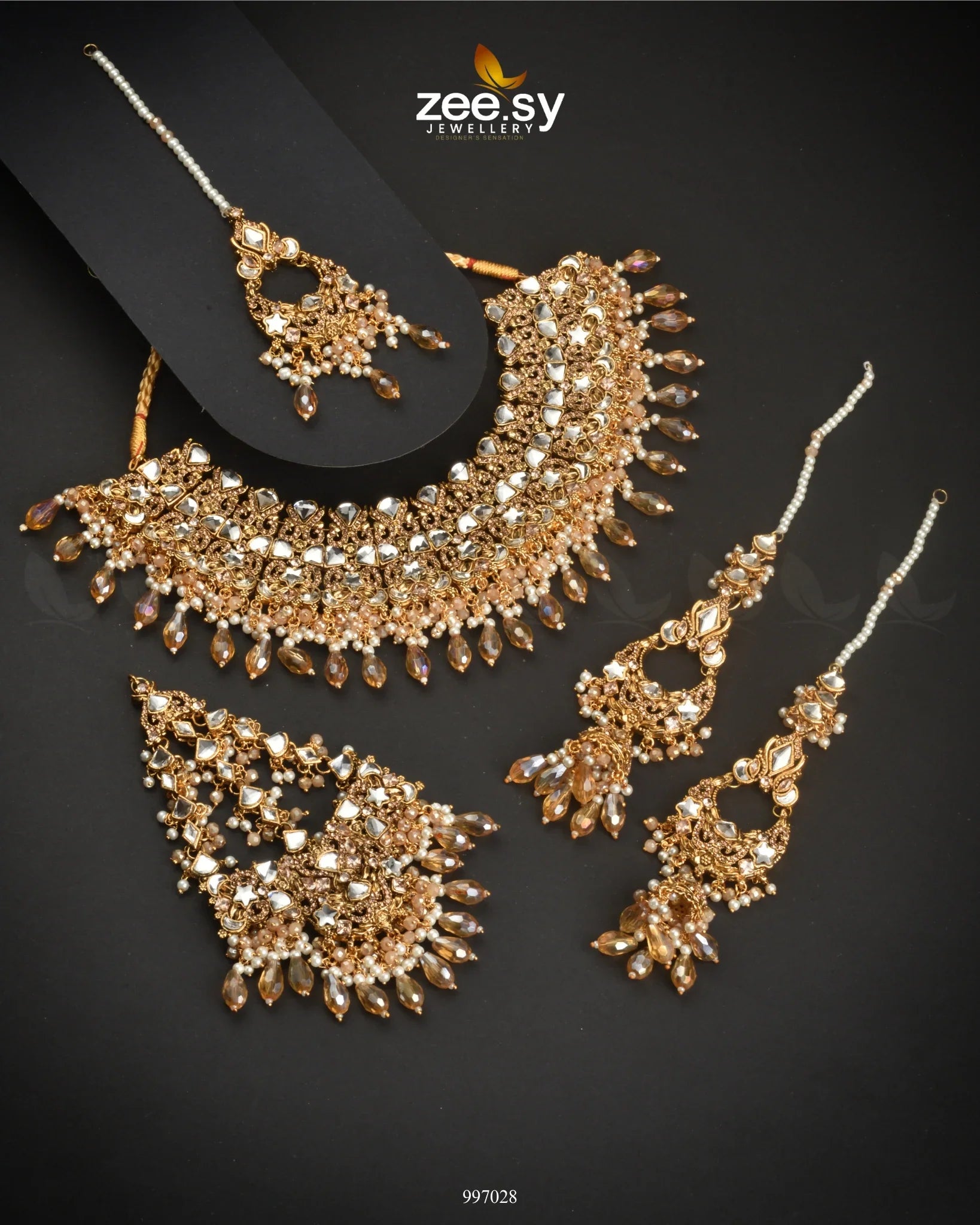 Twirling Bridal Set Champagne - Zeesy Jewellery