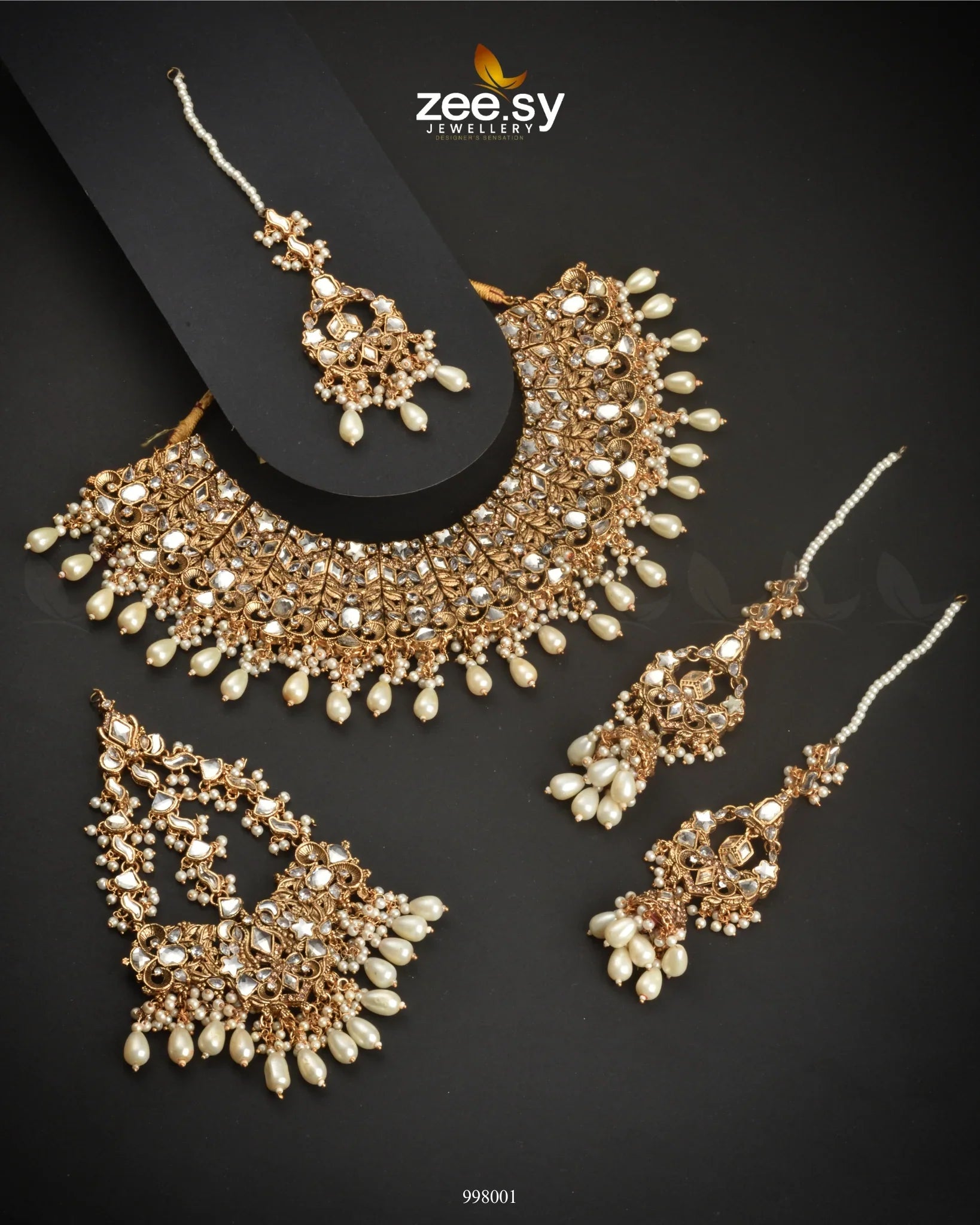 Flourishing Bridal Set Pearl - Zeesy Jewellery