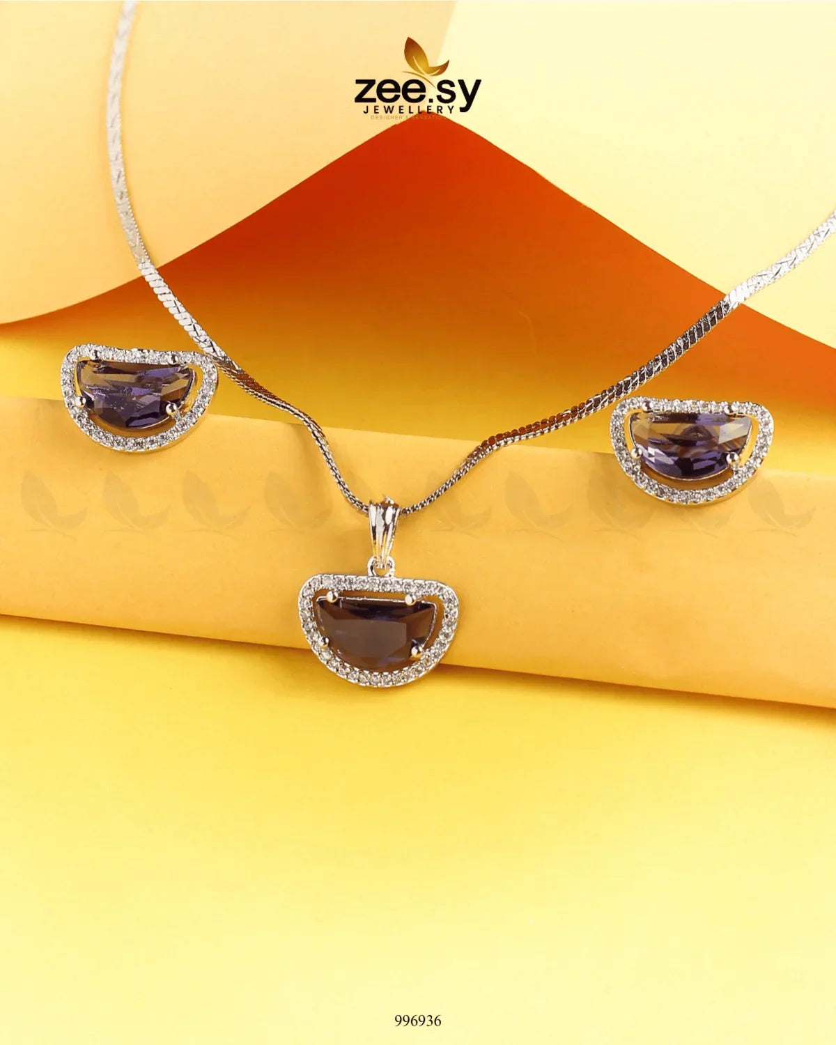 D Pendant Set Purple - Zeesy Jewellery