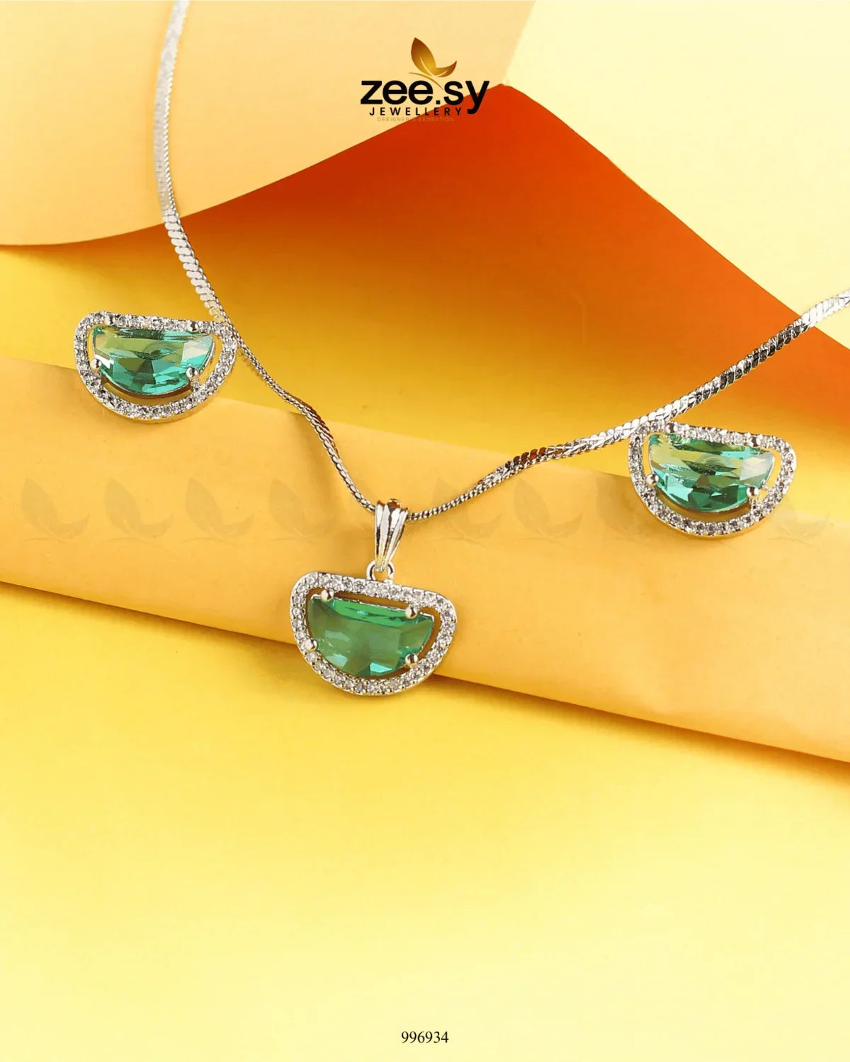 D Pendant Set Teal - Zeesy Jewellery
