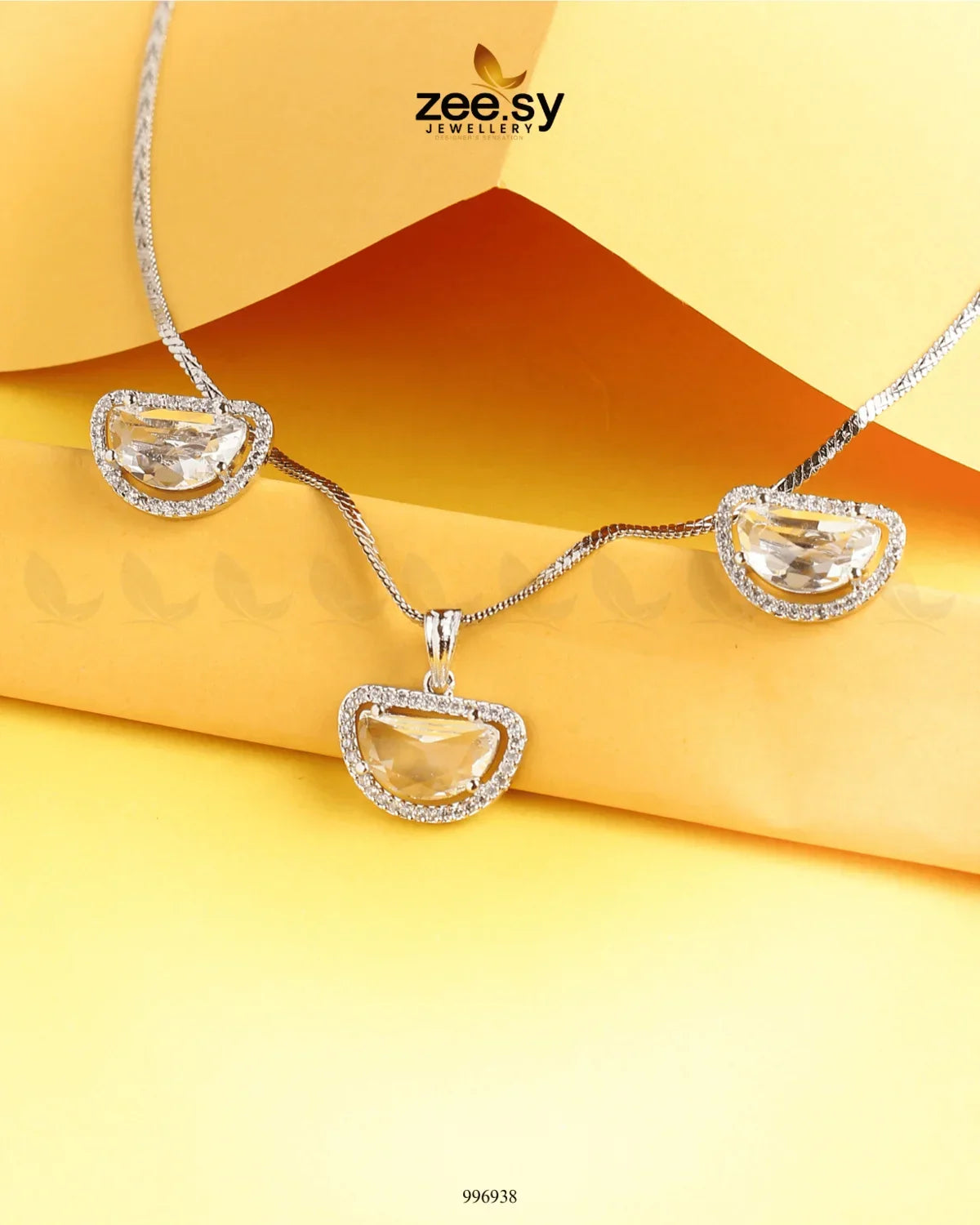 D Pendant Set White - Zeesy Jewellery