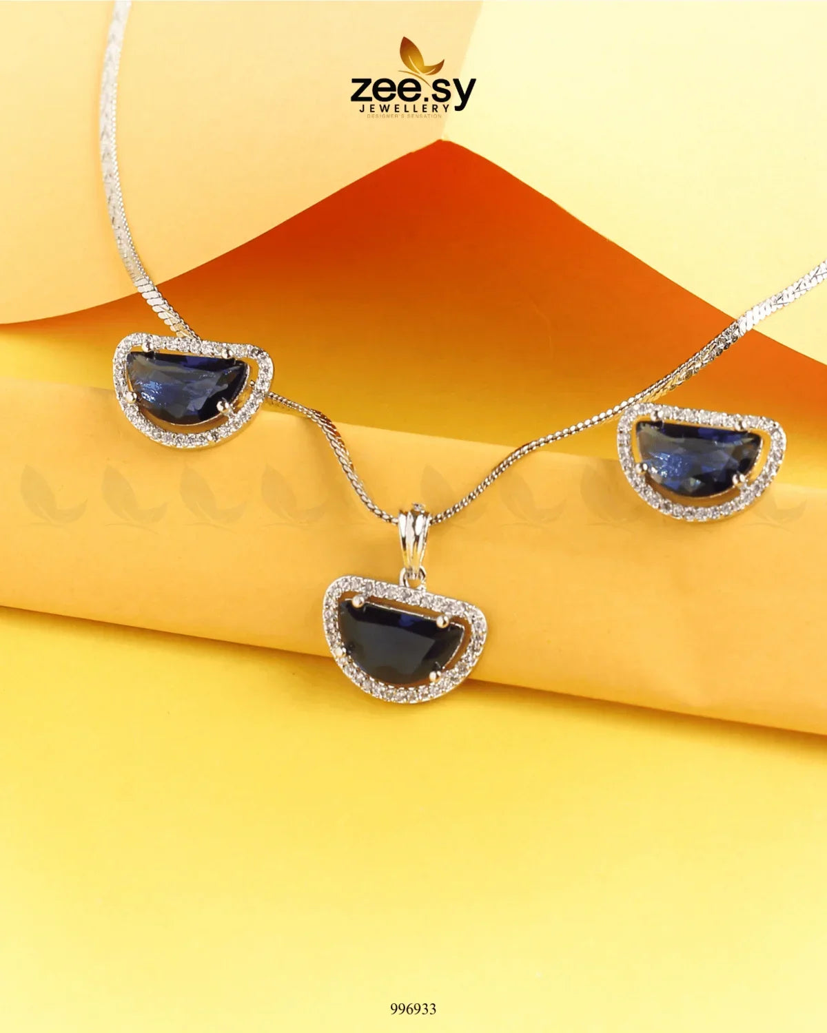 D Pendant Set Dark Blue - Zeesy Jewellery