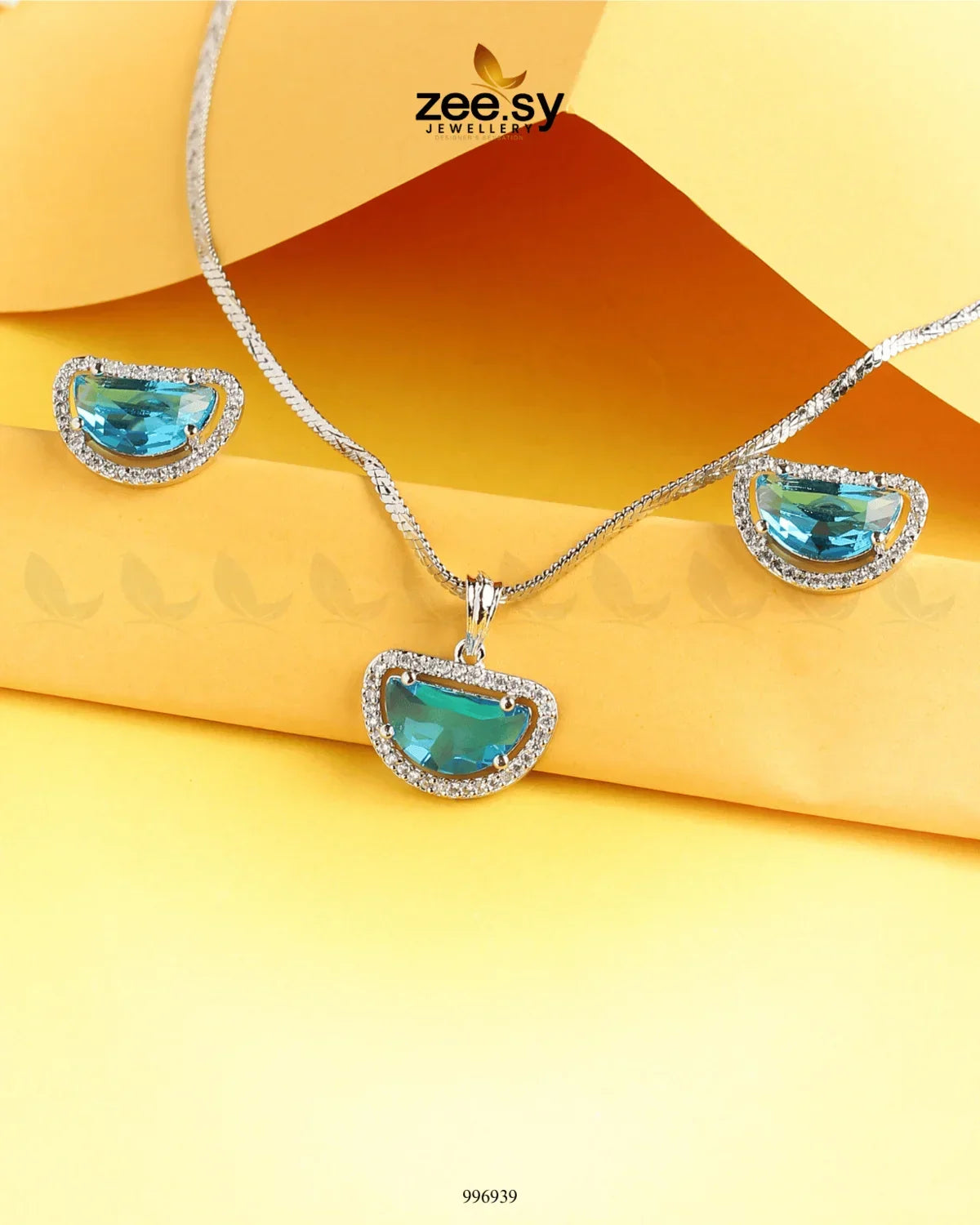 D Pendant Set Ocean Blue - Zeesy Jewellery