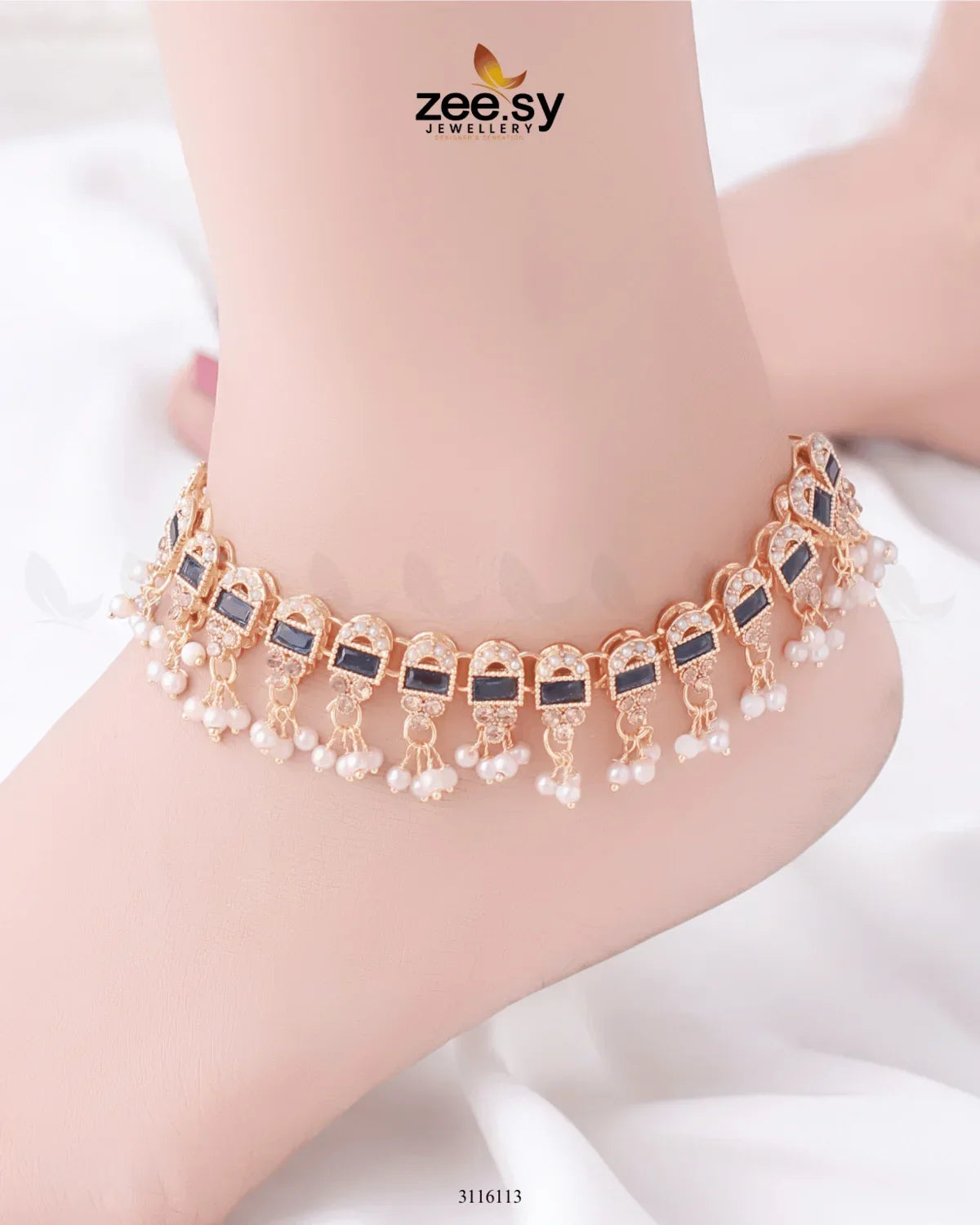 Rutilated Anklet Blue - Zeesy Jewellery