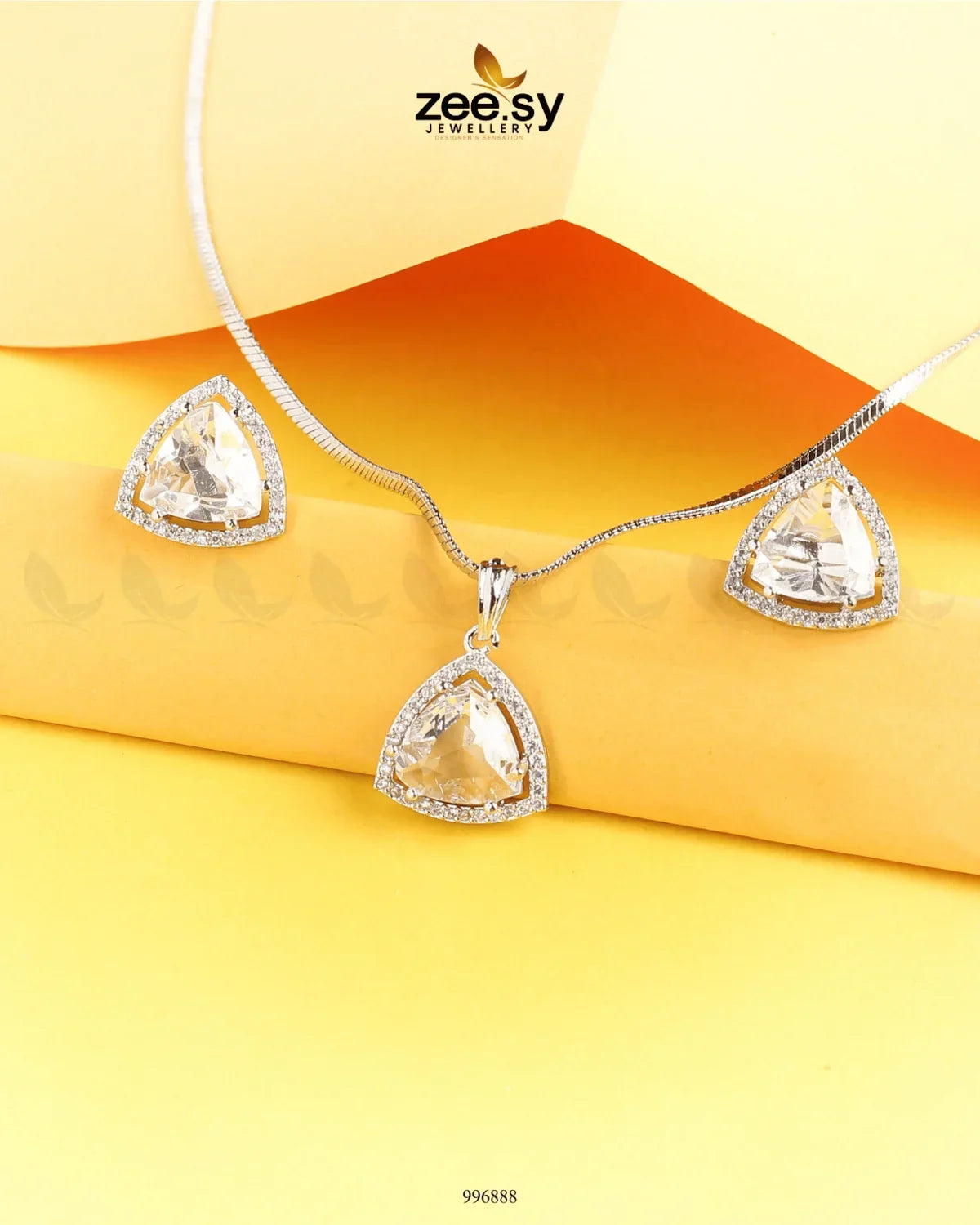 Triad Pendant Set White - Zeesy Jewellery
