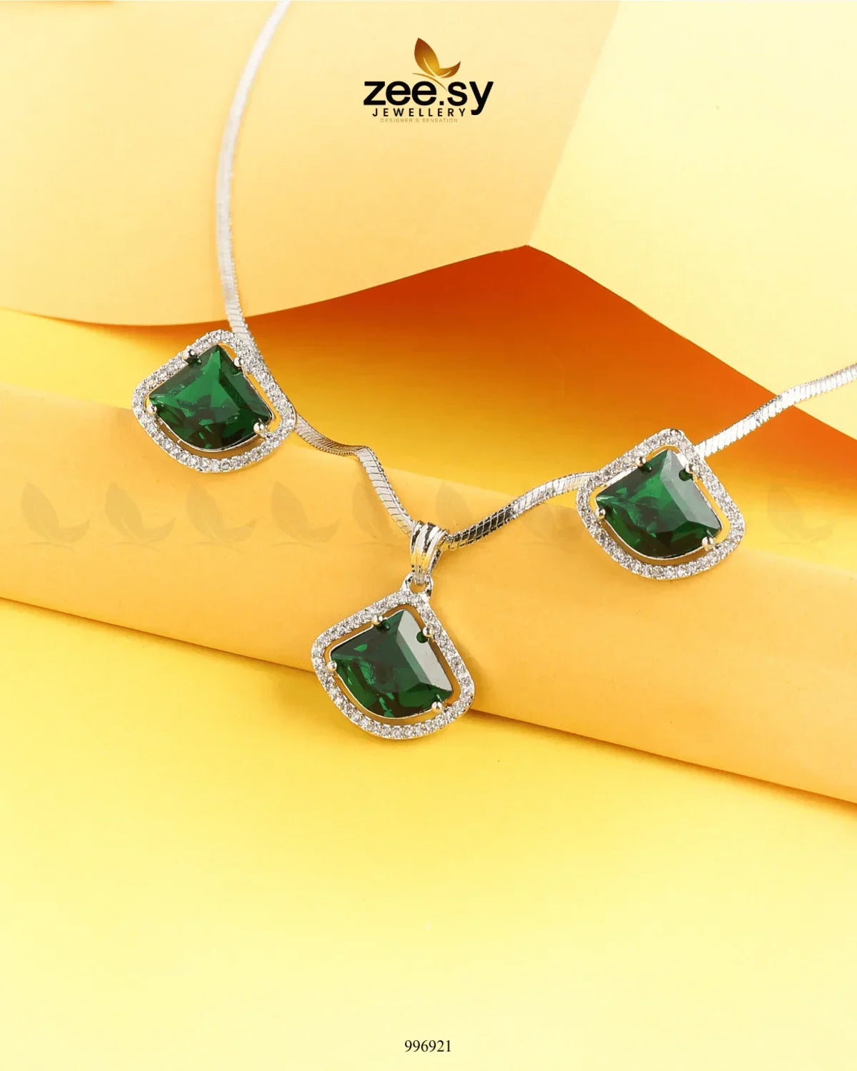 Meissa Pendant Set Emerald Green - Zeesy Jewellery