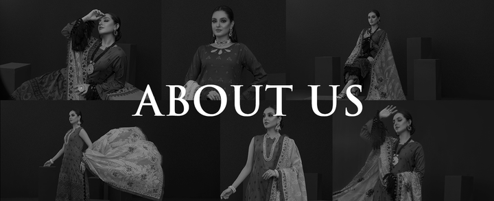 About Us banner showcasing models wearing elegant jewelry designs, representing luxury brand identity