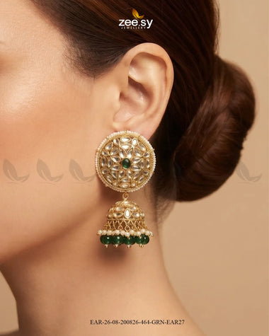 Alvira Oversized Kundan Jhumki Earrings Earrings - Zeesy Jewellery Pakistan | Premium Artificial & Imitation Jewellery