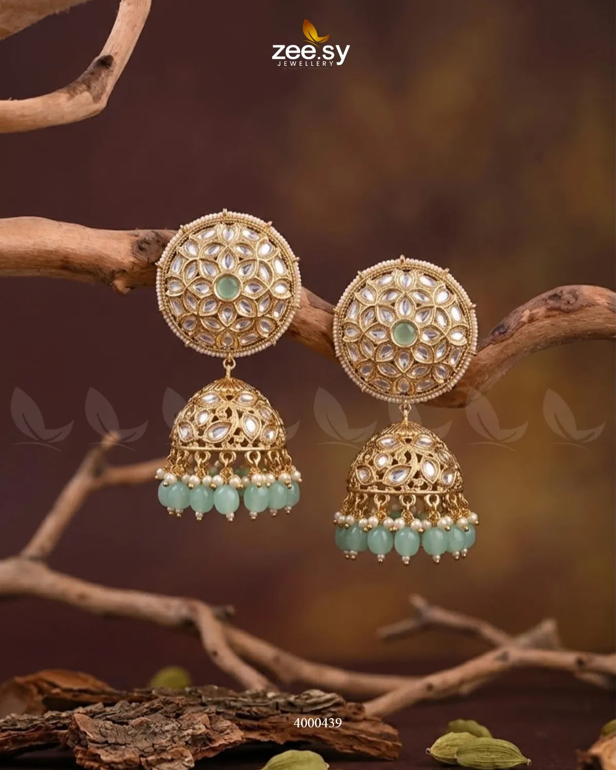 Alvira Oversized Kundan Jhumki Earrings
