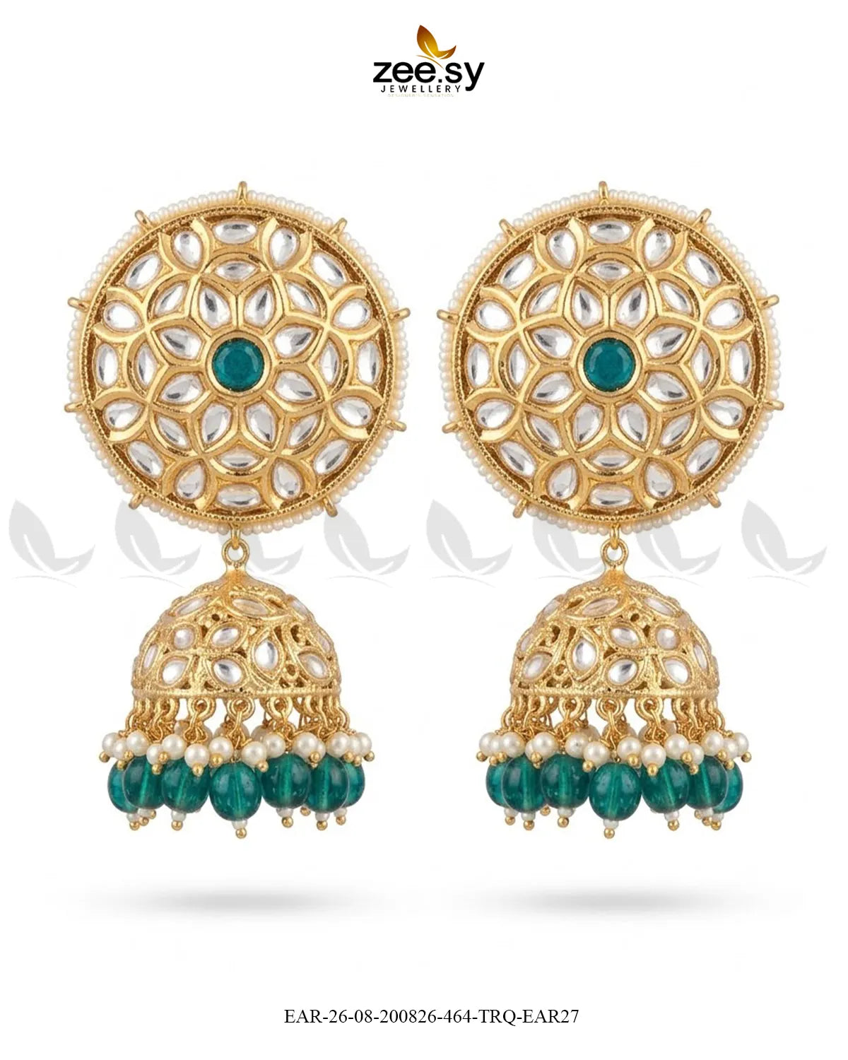 Alvira Oversized Kundan Jhumki Earrings Earrings - Zeesy Jewellery Pakistan | Premium Artificial & Imitation Jewellery