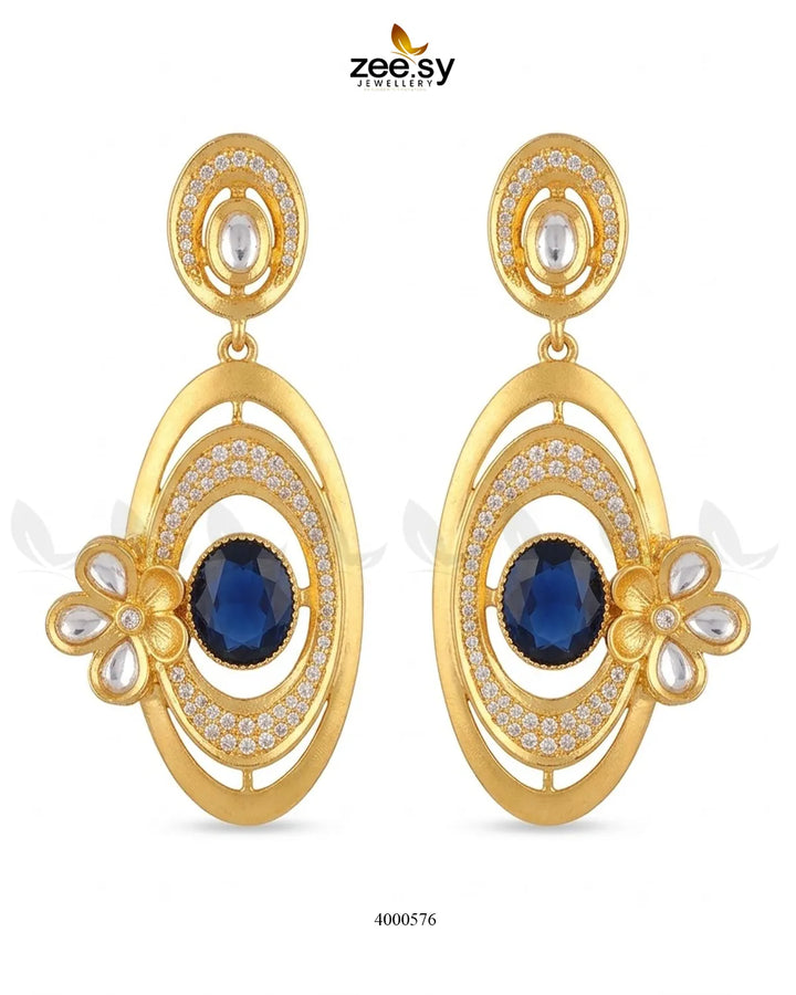 Blue gemstone drop earrings by RHS09 featuring elegant design and sparkling stones, perfect for formal or casual wear.