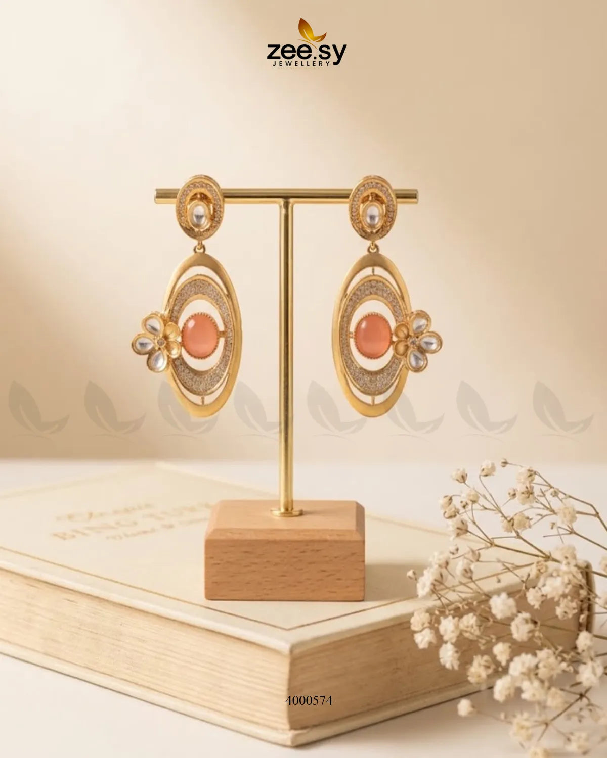 A pair of RHS09 Ameera gemstone drop earrings featuring mint and pink gemstones, elegant jewelry with a dangling design.