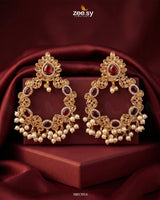 Anamta's Earrings Golden Red Earrings - Zeesy Jewellery Pakistan | Premium Artificial & Imitation Jewellery