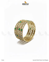 Ancestral Motif Ornate Jewel Bangles - Green - Zeesy Jewellery