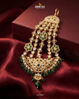 Antique Center Floral Jhumar Golden Green jhumar - Zeesy Jewellery Pakistan | Premium Artificial & Imitation Jewellery
