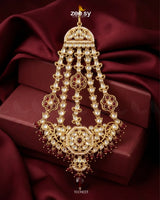 Antique Center Floral Jhumar Golden Red jhumar - Zeesy Jewellery Pakistan | Premium Artificial & Imitation Jewellery