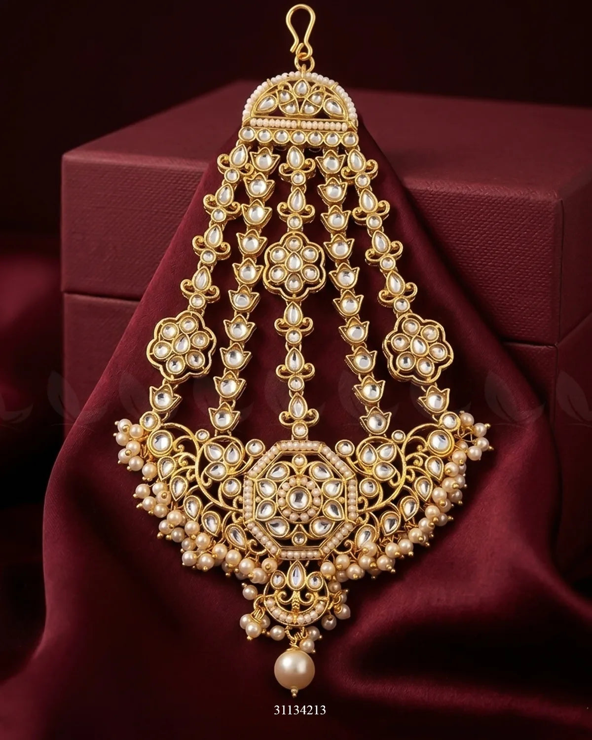 Antique Center Floral Jhumar Golden White jhumar - Zeesy Jewellery Pakistan | Premium Artificial & Imitation Jewellery